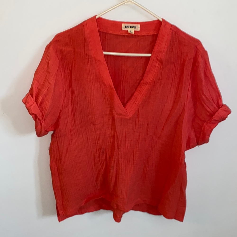 Peach/salmon colored lightweight shirt